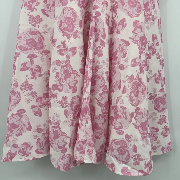 Hello Molly Short Sleeve Pink White Floral Mini Dress V-Neck Women's Size 4 NWT - Picture 3 of 9